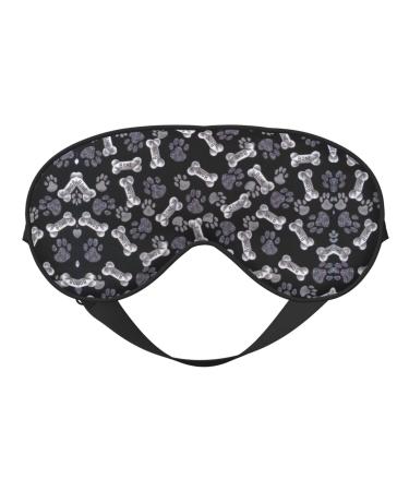 FoRes Dog Puppy Paw Print Adult Unisex Sleep Eye Mask Light Blocking Adjustable Smooth for Deep Rest Black