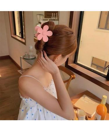 3Pcs Large Flower Hair Claw Clips Set - Floral Matte Barrettes for Women Medium Thick Hair, Holiday Cute Jaw Clip in Lake Blue, Rose Red, Grass Green - Buy Online on GoSupps.com