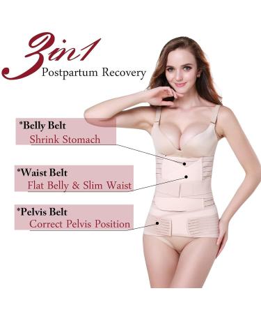3-in-1 Postpartum Support Belt for Women | Abdominal Belt for After Birth & C-Section Recovery - Beige, Size L - Buy Online on GoSupps.com
