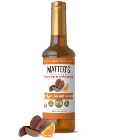 Matteo's Barista Style Sugar-Free Coffee Syrup Chocolate Orange Flavor Zero Calories and Sugar Keto Friendly Ideal for Lattes Cappuccinos Espresso Americano Indulgent Taste 25.4 Oz 1-Pack 750 ml (Pack of 1)