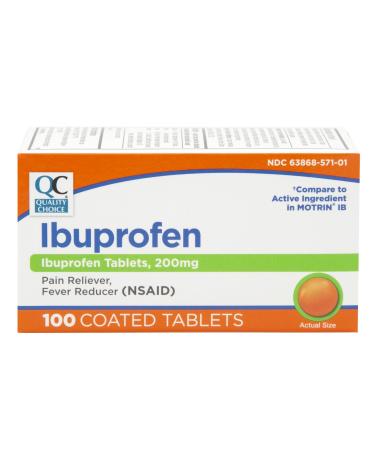 Quality Choice Ibuprofen Tablets 200 mg Pain Reliever and Fever Reducer for Arthritis Toothache Back Pain Headache Body Aches and More 100 Count of Coated Tablets