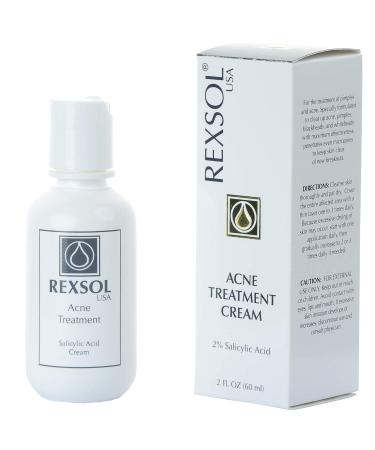 Rexsol Acne Treatment Cream Salicylic Acid Cream | Fights all causes of acne | Contains the most effective ingredients | Formulated with Salicylic Acid to clear up acne pimples(60 ml / 2 fl oz)