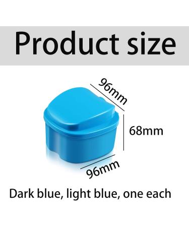 2 Pack Denture Bath Case Dental False Teeth Container Retainer case Denture Cup Soaking Holder False Teeth Container Mouth Guard Brace Denture Bath(Dark Blue Light Blue) - Buy Online on GoSupps.com
