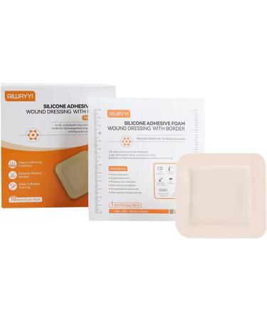 Silicone Adhesive Foam Wound Dressing 4x4 with Border - 10 Pack | Sterile 5-Layer Gel Pad for Pressure Ulcer, Leg Ulcer, Diabetic Foot Ulcer - Buy Online on GoSupps.com