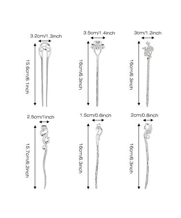 14 Pack Vintage Retro Chinese Japanese Silver Hair Sticks Pins Picks - Decorative Hair Accessories for Women - Buy Online on GoSupps.com
