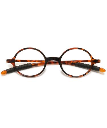 Lanomi reading glasses men women retro round visual aid reading aid Easy -rim glasses nerd glasses 1.0 1.25 1.75 2.0 2.5 2.75 3.0 3.5 4.0 tortoise 1.0 x