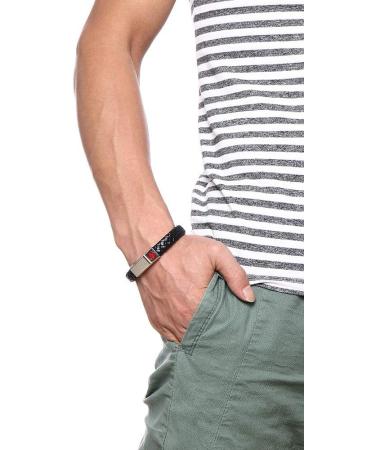 VNOX Free Engraving Medical Alert ID Cuff Bracelet - Genuine Leather & Stainless Steel for Men & Women | 8.3 - Buy Online on GoSupps.com