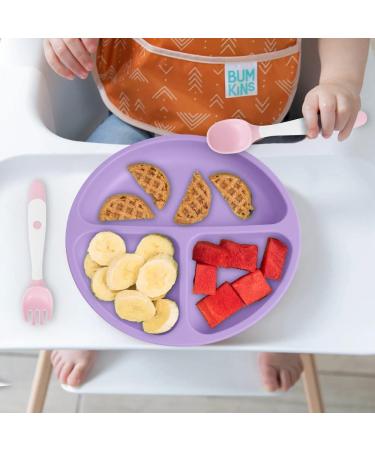 Vicloon Baby Suction Plate 2Pcs - Non Slip Silicone Weaning Plate for Toddlers - Pink/Purple - Fits Most Highchairs - Self Feeding Dishes - Buy Online on GoSupps.com