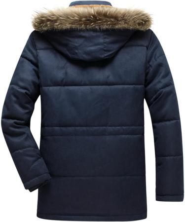 Shop Hanxiulin Men's Fleece Plush Jacket - Warm Zippered Hoodie Fluffy & Cozy Autumn Coat in Dark Blue - Buy Online on GoSupps.com