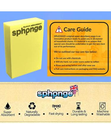 Super Absorbent Sponge By SPh2ONGE (Yellow) | Multi-Purpose | Designed to Hold 10x its Weight in Liquid | Re-usable | Perfect All Around Your Home | Effective on Every Surface | Drip-Free and Durable Yellow Block Sponge - Buy Online on GoSupps.com