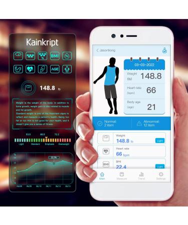Kainkript Body Weight Scale with BMI, Heart Rate, Water & Muscle Measurement - 400lb Bluetooth Scale - Buy Online on GoSupps.com