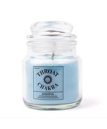 MyGA fragrance candle-neck chakra candle with soy wax & essential oil mixture 100% vegan and environmentally friendly perfect for relaxation yoga meditation & aromatherapy-eucalyptus