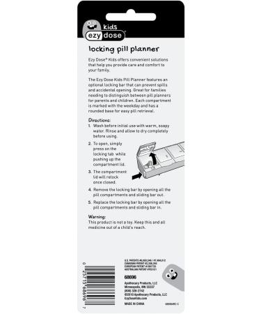 Shop EZY DOSE Kids Weekly Pill Planner - Secure Vitamin Organizer with Locking Compartments | International Shipping Available - Buy Online on GoSupps.com
