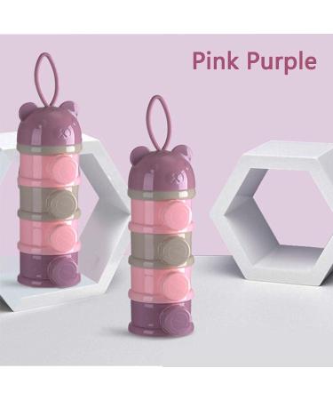 2pcs Portable Milk Powder Dispenser Pot - 4 Layers Formula & Snack Storage Container for Baby - Pink Travel Container for Outdoor Activities - Buy Online on GoSupps.com