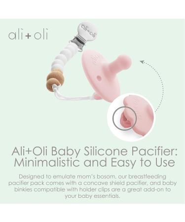 Ali+Oli Original Round Pacifier Set - Oat & Coco | Set of 2 BPA-Free Silicone Newborn Pacifiers | Baby Binkies with Concaved Shield | Compatible with Holder Clips - Buy Online on GoSupps.com