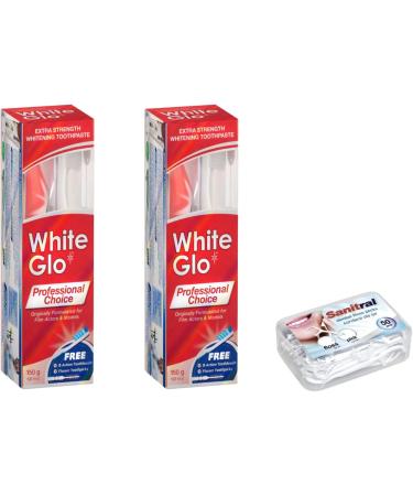 White Glo Extra Strong Whitening Toothpaste - Professional Choice 100ml (2 Packs) + Free 50pcs Dental Floss - International Shipping - Buy Online on GoSupps.com