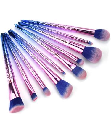 Panysilioer 10 Pieces of Makeup Brush Eye Shadow Blush Foundation Makeup Brush Professional Face Makeup Tool Blue Pink - Buy Online on GoSupps.com