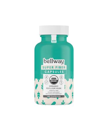 Bellway Organic Psyllium Husk Super Fiber Capsules, Vegan, Gluten-Free, Kosher, Non-GMO (160 Count)
