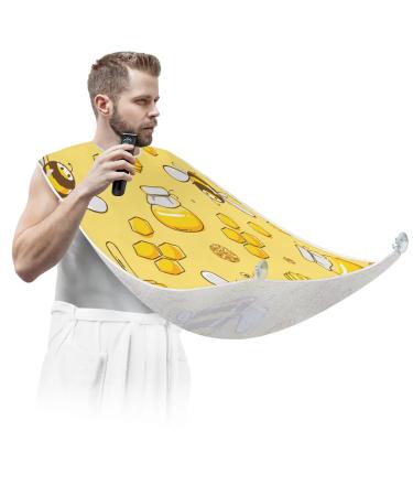 Beard Bib Apron Beard Bib Hair Catcher for Men Shaving and Trimming Non-Stick Waterproof Beard Cape Grooming Cloth Cute Bee Paint