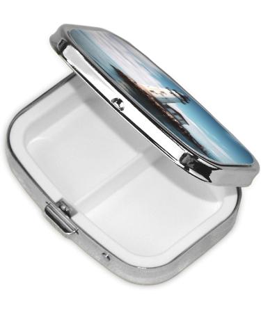 Light House Ocean Print 2 Compartment Pill Case | Cute Travel Pill Organizer & Small Purse Box | Perfect Gift for Travel - Buy Online on GoSupps.com