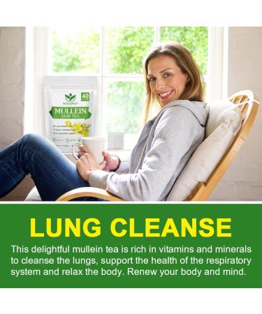 Mullein Tea Bags - Natural Lung Cleanse and Respiratory Support - 40 Caffeine-Free Tea Bags - Buy Online on GoSupps.com