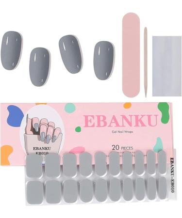 Ebanku 20PCs Gray UV Gel Nail Film - Self-Adhesive Nail Foil Wraps & Stickers for Women & Girls - Includes Nail File & Stick for Easy Nail Decoration - Buy Online on GoSupps.com