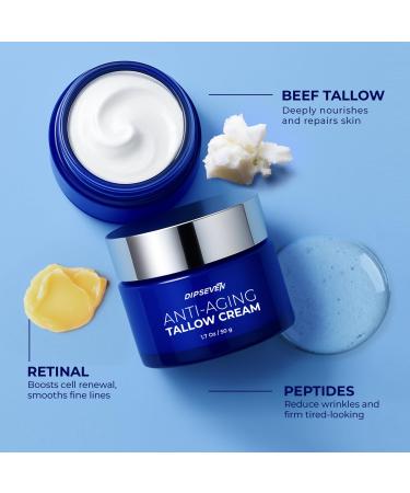 DIPSEVEN Men's Eye & Face Care Bundle Anti-Aging Eye Cream + Wrinkle Defense Beef Tallow Reduce Puffiness Dark Circles Wrinkles Dry Skin Peptides Hyaluronic Acid Niacinamide Caffeine - Buy Online on GoSupps.com