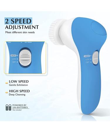 Electric Facial Cleansing Brush - Waterproof Exfoliating Spin Cleanser for Acne & Deep Cleaning - Dark Blue - Buy Online on GoSupps.com