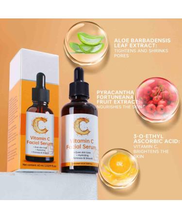 2PCS Vitamin C Facial Serum Lifting and Firming Whitening and Anti-Aging Fade Spots and Reduce Wrinkles - Buy Online on GoSupps.com