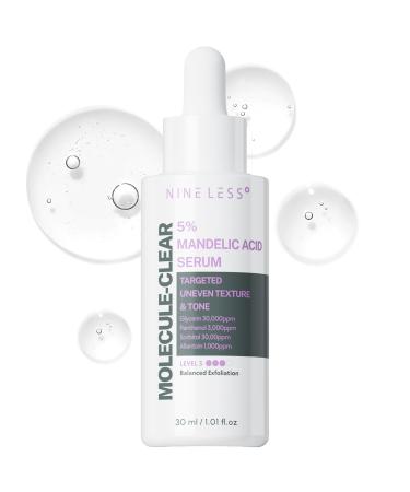 NINELESS Molecule-Clear 5% Mandelic Acid Serum - Korean Skincare Gentle AHA Exfoliating for Sensitive Skin - Panthenol Allantoin Sodium Hyaluronate - Hydrating Soothing Barrier Support 1.01 fl oz 03 Mandelic Acid (Bala