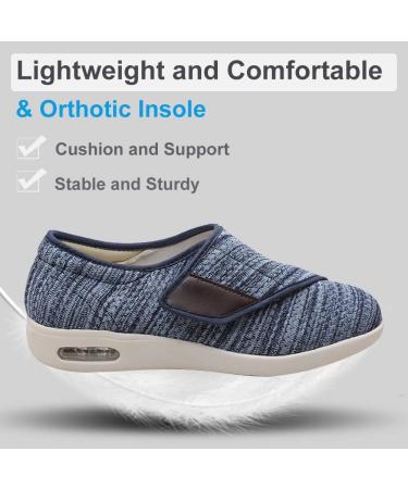 Womens Extra Wide Diabetic Shoes - Adjustable Strap Sneakers for Swollen Feet - Light Blue, Size 8 - Buy Online on GoSupps.com