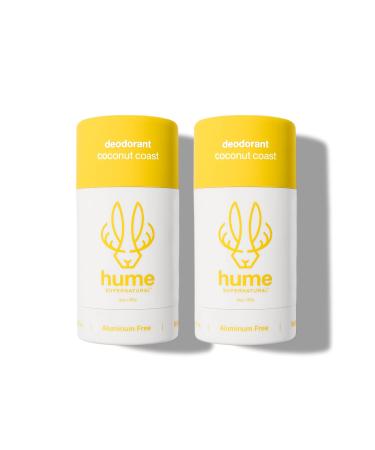 Hume Supernatural Aluminum Free Deodorant for Women & Men - Safe for Sensitive Skin - Probiotic Plant-Based Baking Soda Free Aloe & Cactus Flower Anti Sweat Stain & Odor - Coconut Coast 2-Pack - Buy Online on GoSupps.com