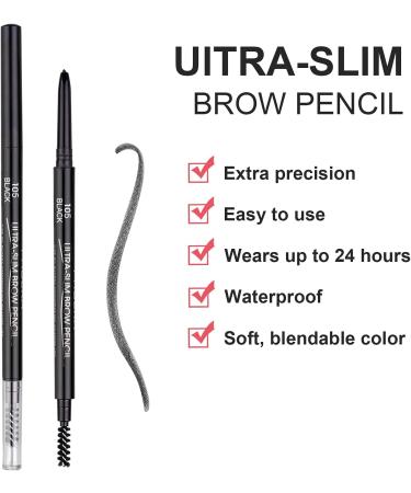 2 Packs Ultra Slim Eyebrow Pencil Micro Brow Definer Pencil with eyebrow razor Waterproof Long-lasting Precise Fine Tip Applicator for Perfect Brows Black - Buy Online on GoSupps.com