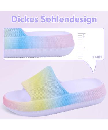 Buwege Unisex Kids Flip-Flops | Soft Slide-Resistant Bathing Shoes for Boys & Girls | Clouds Splash Design | Sizes 29-37 EU Rainbow - Buy Online on GoSupps.com