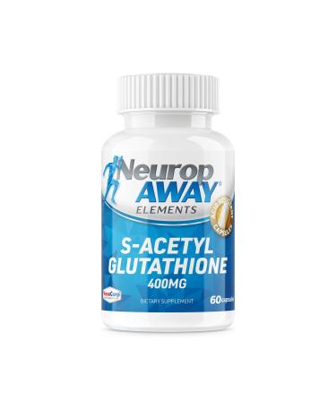 NeuropAWAY Elements S-Acetyl-Glutathione 400mg Acid Resistant Capsules 60ct (60 400mg Capsules Per Bottle) 3rd Party Tested Made in a cGMP Facility