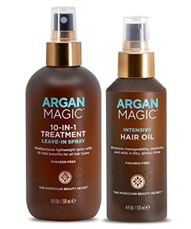 Argan Magic Hair Treatment & Stylizing Spray + Intensive Oil | 10-in-1 Leave-In Treatment for All Hair Types | Paraben & Cruelty Free - Shop Internationally - Buy Online on GoSupps.com