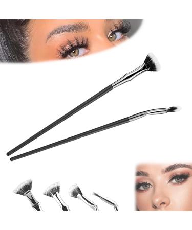 Anjoize Eyelash Fan Brush Mascara Fan Brush for Lashes Dolly Mascara Fan Brush Anjoize Mascara Fan Brush Folding Angle Scalloped Lash Brush Fan Shaped Mascara Brush for Women Girls (2pcs)