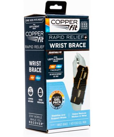 Copper Fit Fingerless Wrist Wrap with Ice Pack/Heat Therapy - Black (Adjustable) | Unisex Adult Rapid Relief - Buy Online on GoSupps.com
