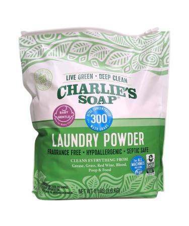 Charlie s Soap Hypoallergenic Laundry Detergent Powder Baby Gentle 8lb Bag Fragrance Free Plant Based Deep Cleaning Biodegradable Eco Friendly Sustainable