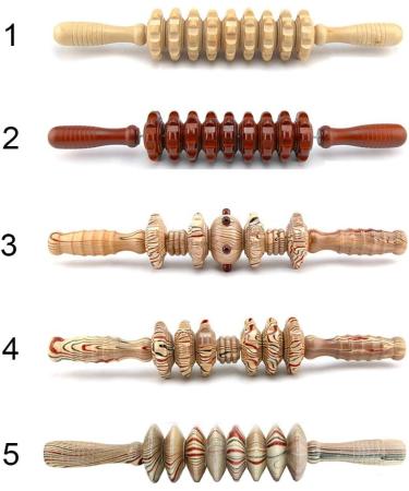 Wooden Fascia Massage Roller - Nine Round Handheld Body Wheel for Muscle Release & Relaxation - White - Buy Online on GoSupps.com