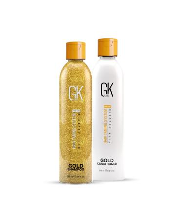 GK Hair Global Keratin Gold Shampoo And Conditioner 250ml For Hair Moisturizing Shine And Protection With Argan Oil Shea Butter Natural Oils