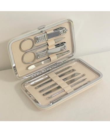 GZSYWZ Nail Clipper Set 10 Pcs Professional Nail Care Tools Stainless Steel With Button Box Beige Portable Manicure Nail Beauty Gift Set Travelling Multifunction - Buy Online on GoSupps.com