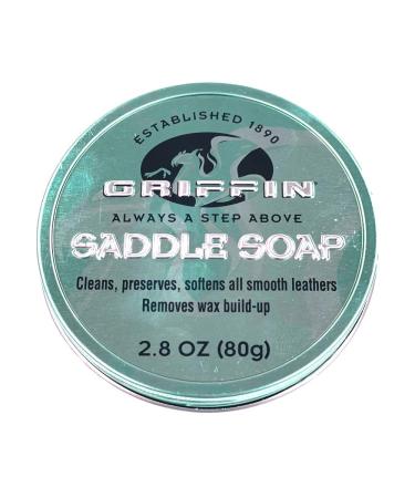 GRIFFIN Saddle Soap - Leather Cleaner, Leather Conditioner and Leather Softener - Shoes, Boots, Handbags and Leather Goods (2.8 oz) - Made in USA