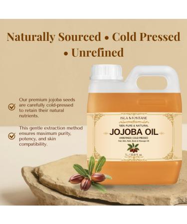 ISLA & FONTANE Jojoba Oil 1L (33.8 fl oz) | 100% Pure & Natural | Golden Unrefined Cold Pressed | Hexane-Free Carrier Oil for Skin Hair Face Nails & Body Moisturizing 32 Fl Oz (Pack of 1) - Buy Online on GoSupps.com