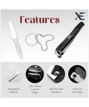 XE Nail Clipper with Disposable Nail File Stainless Steel Nail Cutter for Thick Fingernails and Toenails Wide Jaw Nail Clipper Set for Men and Women - Buy Online on GoSupps.com