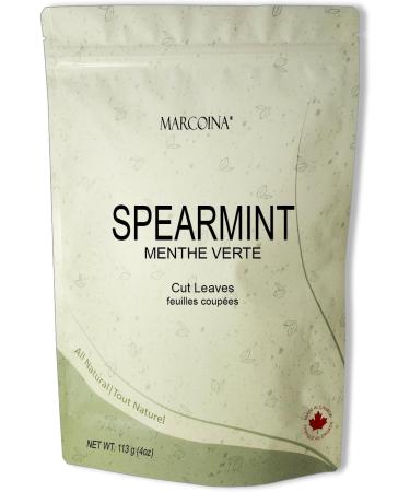 Pure Spearmint Leaves Herbal Loose Tea by Marcoina - Cut Leaves 113g in Resealable bag Caffeine-Free from USA - Perfect for Hot Brews - Known as Mentha spicata - 4oz. Spearmint Cut Leaves 113-g. / 4-oz. - Buy Online on GoSupps.com