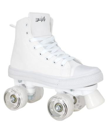 Lenexa MVP 2.0 Roller Skates for Kids and Adults, Outdoor High-Top Sneaker Style Roller Skates for Girls, Boys, Women and Men White Ladies 9 / Mens 8