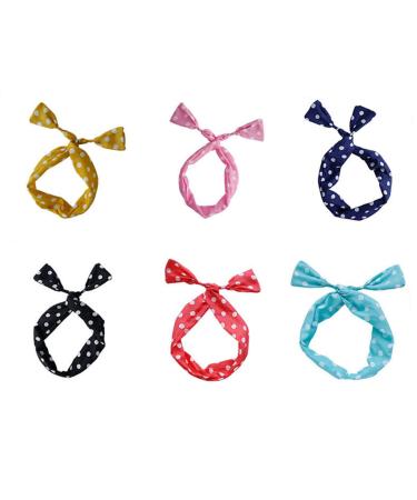 Lovef Women Ladies Rockabilly Hair Bands Head Wrap Vintage Headbands Wired Retro Scarf 5 Pcs Random Color