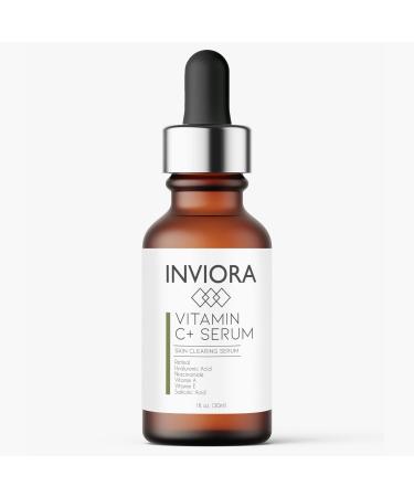 Inviora Advanced Vitamin C+ Serum - Correcting Vitamin C Serum For Face With Hyaluronic Acid  Vitamin B3  Vitamin E  and Vitamin A - Anti-Aging Facial Serum To Fade Dark Spots and Impurities- 1 Oz