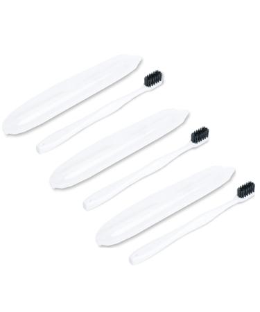 Sol Modern Gentle Toothbrush Ventilated Travel Case Soft Bristles Modern Sleek Design 3 Count (White)